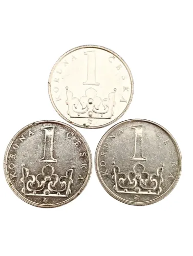 3 Moedas Checas de 1 Koruna