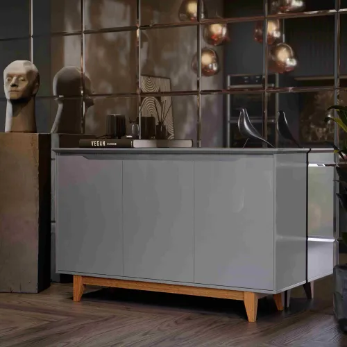 Buffet moderno em tons de cinza