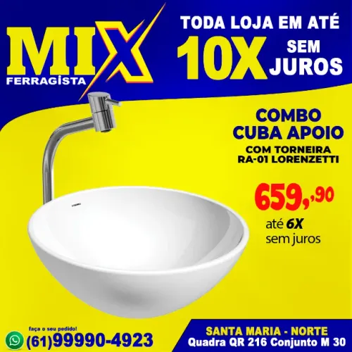 Combo Cuba Apoio Com Torneira RA-01 Lorenzetti