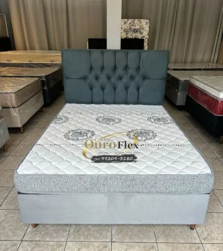 BASE BOX CASAL COM COLCHÃO D33 