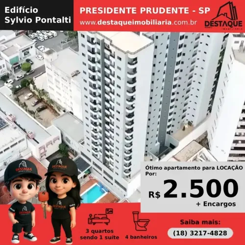 Apartamento para Locação em Presidente Prudente, Bosque, 3 dormitórios, 1 suíte, 4 banheir