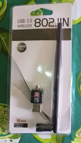 Adaptador USB Wireless Wi-Fi 4 2.4GHz com antena de alto ganho