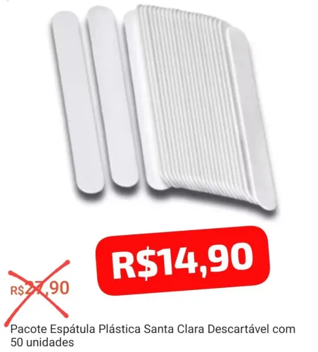 Espátulas Plásticas Descartáveis Santa Clara - 50 Unidades