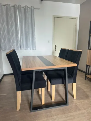 Mesa de Jantar + Aparador Bar + Estante em estilo Industrial