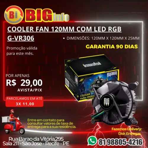 Cooler Para Processadores Intel G-vr302 Revenger para 775/1155/1151/1366
