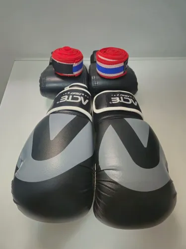 luva de boxe 10-OZ, bandagem e luva de mma