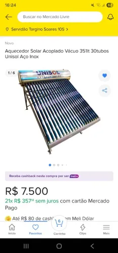 Aquecedor solar vácuo NOVO boiler e tubos
