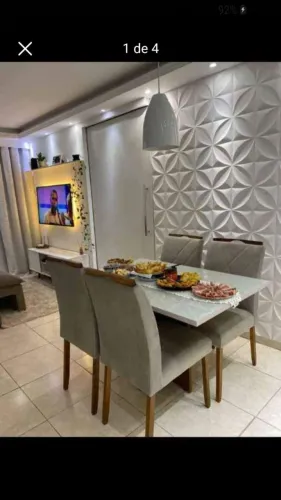 MESA LOS ANGELES 1.20×80 TAMPO COM VIDRO 4 CADEIRAS MACIÇA