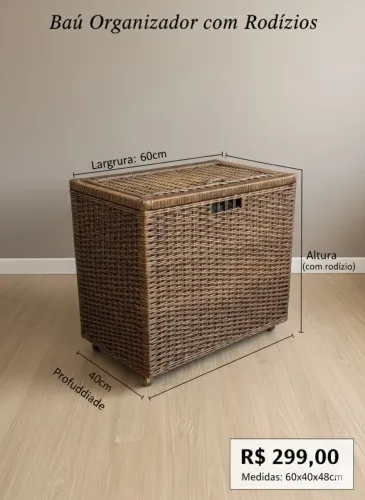 Baú Organizador com Rodízios