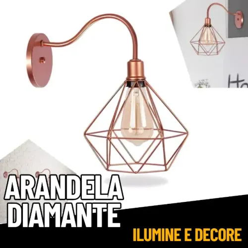 Arandela De Parede Pendente Luminária Aramado Diamante Retro _ CS147