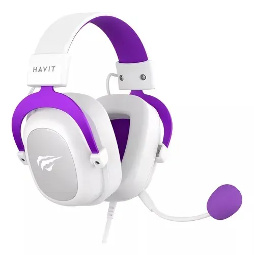 Fone Headset Gamer Branco E Roxo Havit H2002d