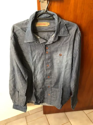 Camisa Social Jeans Dirfeora - Azul