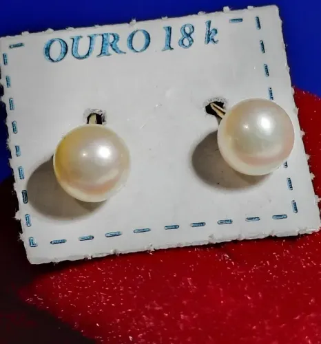 Brinco Pérola Ouro 18 Kilates 6 mm                            