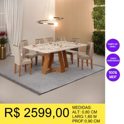 JOGO DE MESA 6 CADEIRA A PRONTA-ENTREGA 