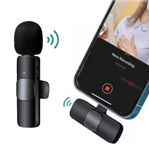 Microfone de Lapela Sem Fio K9 Vlog Compatível Android, IOS