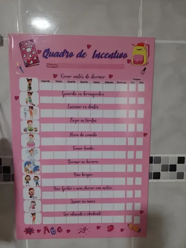Quadro de tarefas e incentivo - infantil