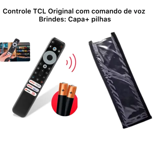 Controle TCL Original com comando de voz + pilhas + Capa de proteção