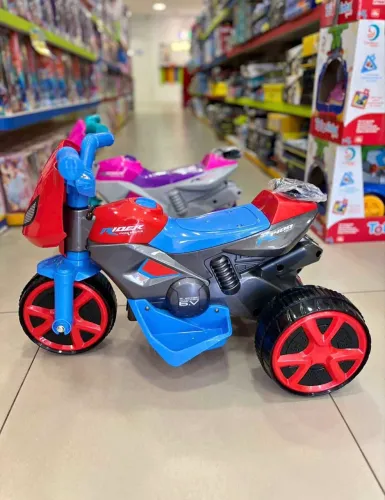 Triciclo Infantil 2-4 Anos Moto Rider Com Pedal Para Passeio Azul/vermelho