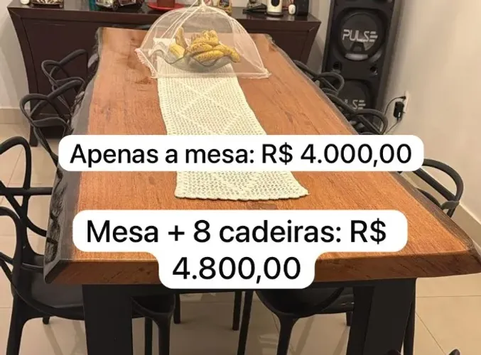 Mesa madeira rustica - 8 Lugares