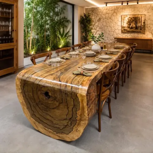 Mesa Cascata Madeira Nobre De Lei Prancha Curva Orgânica