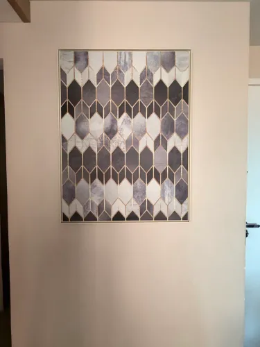 Quadro geometricamente em tons de azul 90x70cm