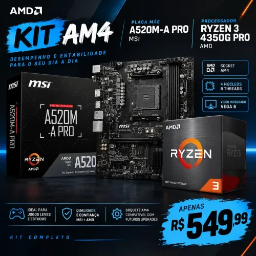 Kit am4 Ryzen 3 4350g Pro + A520m a pro