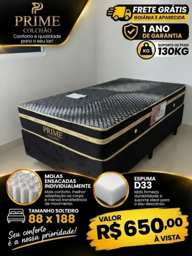Conjunto colchão mais box na espuma D33 molas ensacadas