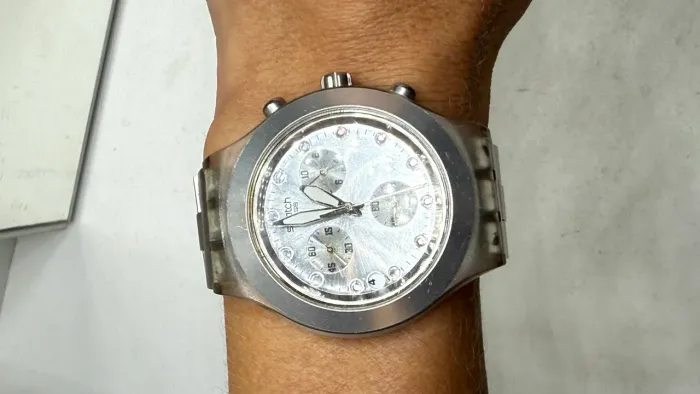 Relógio Swatch Original Prata Cronógrafo
