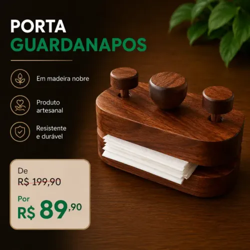Porta guardanapos em madeira nobre