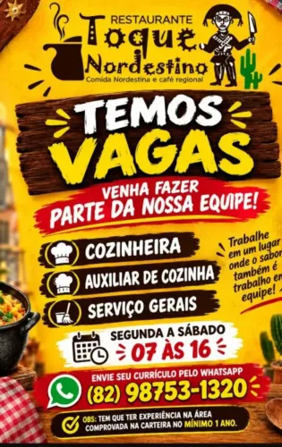Vagas para trabalhar em Restaurante