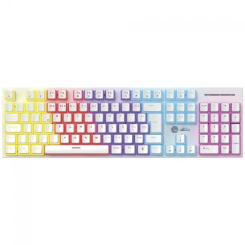 Teclado Mecânico Gamer Ninja Leap Pudim Switch Blue Rainbow ABNT2 Full Sise Branco