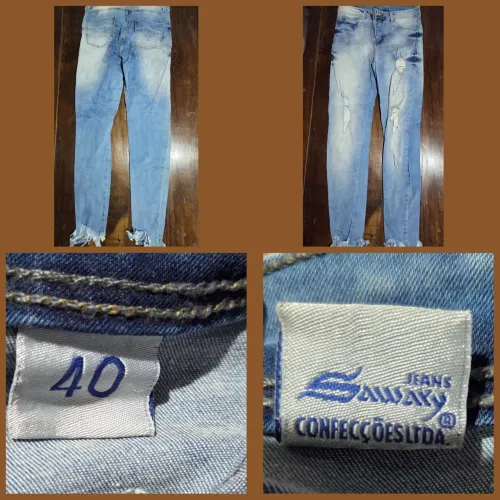 Calça jeans estilo destroyed Sawary, tamanho 40.
