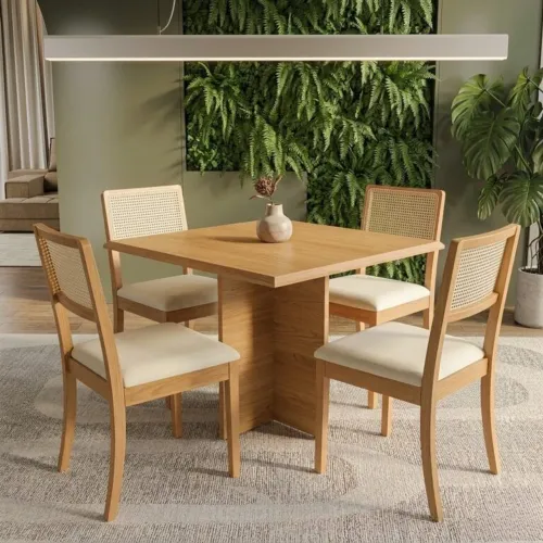 Mesa Pérola 90x90 com 4 cadeiras Lola - Entrega Rápida 