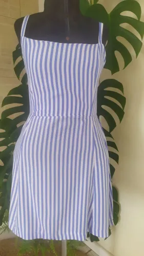Vestido em listra adulto Tam M