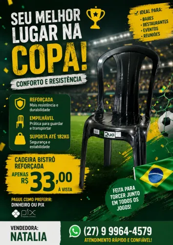 Cadeira Plástica Forte e Durável - Ideal para uso diário