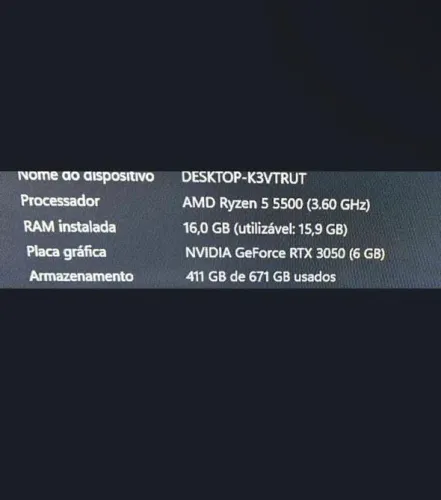 PC RYZEN 5 16GB RAM RTX 3050