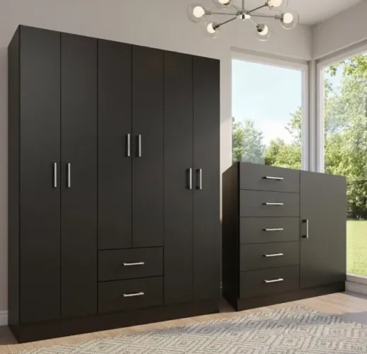 Guarda-Roupa com Cômoda Sapateira Black 134