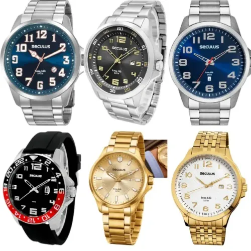 Relógio Seculus masculino. Nota fiscal. Originais. Valor varia de 190,00 a 250,00 reais.
