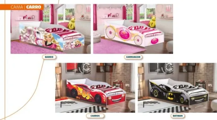 Cama infantil carrinhos 