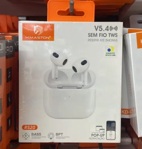 fone de ouvido H'maston RS20 é um dispositivo TWS (True Wireless Stereo) 