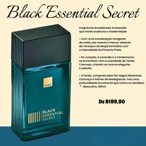 Perfume Masculino Black Essential Secret de Avon.