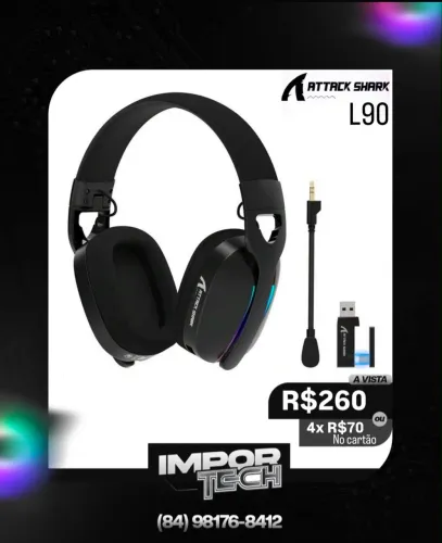 Headset Attack Shark L90 sem fio. @importech_084