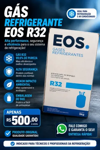 Gás Refrigerante EOS R32 9kg - 99,9% Pureza | Pronta Entrega