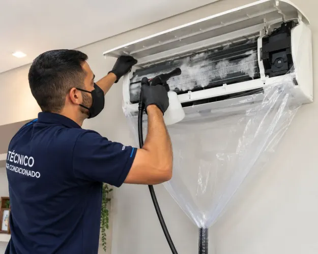 Higienização de ar condicionado- limpeza profissional em domicílio 