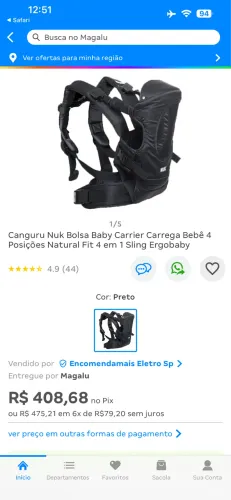 CANGURU ORIGINAL. SEM DETALHES, USADO 2x