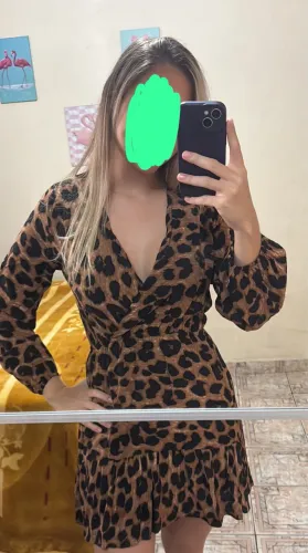 Vestido onça curto de manga 
