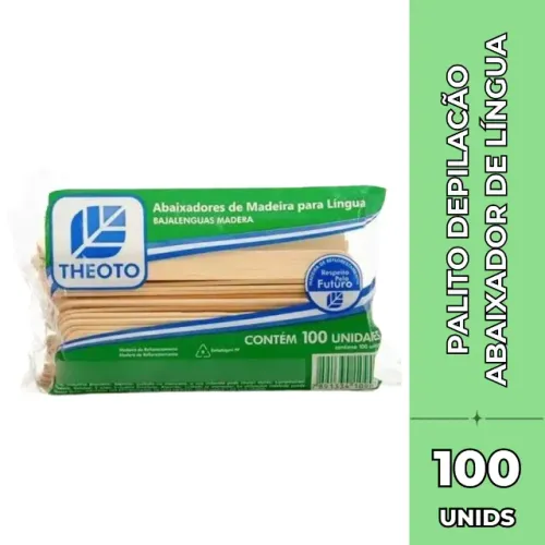 Palito p/ Depilação em madeira Abaixador de Lingua com 100un
