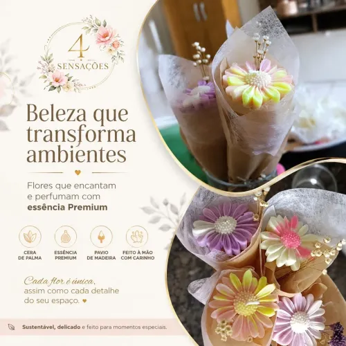 Velas artesanais aromáticas 4 sensações