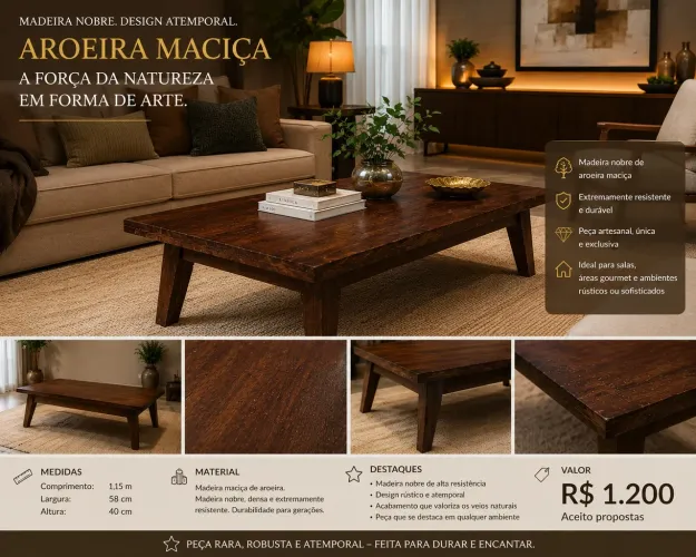 Mesa de madeira maciça 
