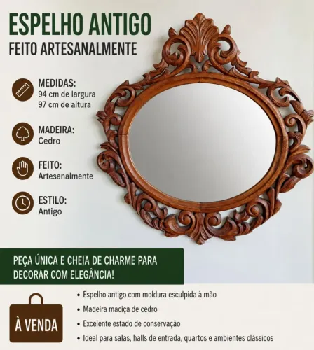 Espelho de madeira trabalho artesanal